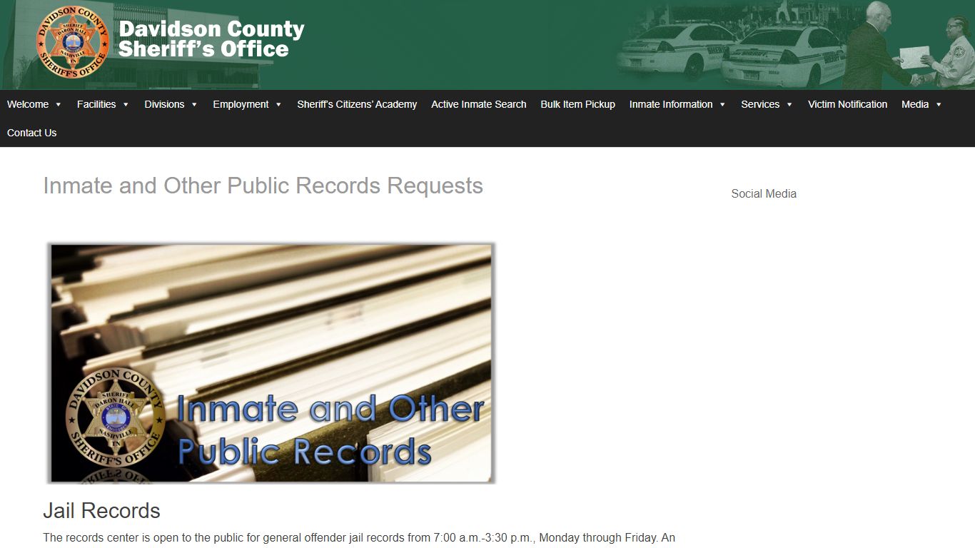 Inmate and Other Public Records Requests - Nashville Tennessee